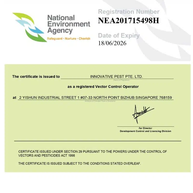 NEA License - Innovative Pest Pte Ltd